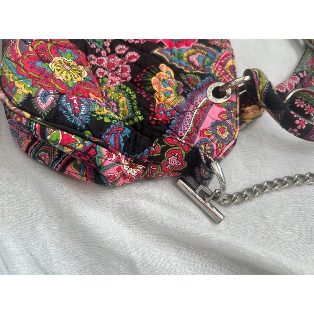 Vera Bradley Quilted Paisley Shoulder Bag Black Pink Floral Toggle Closure#478 - Picture 10 of 10